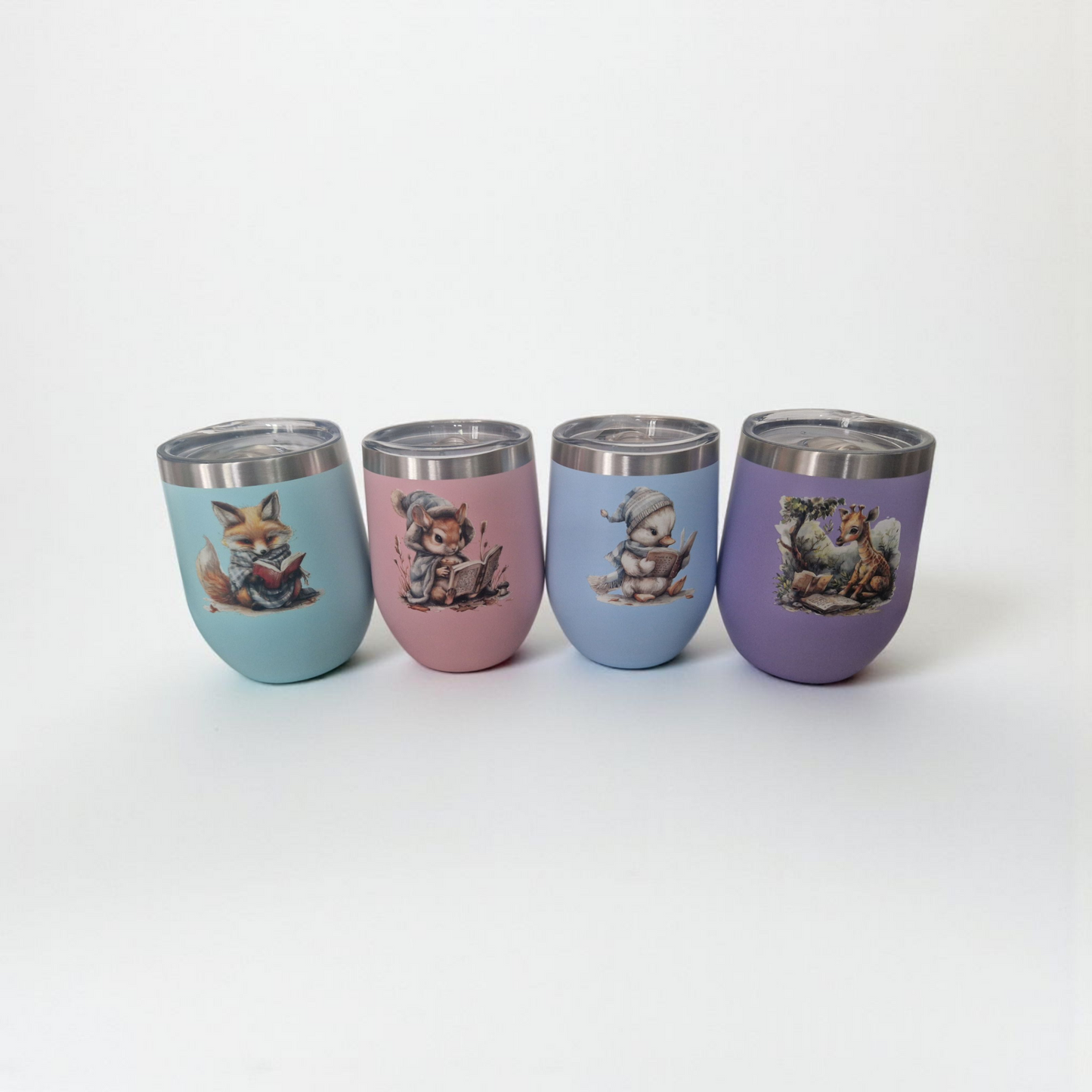 Soft Pastel Travel Mug- reading friends design
