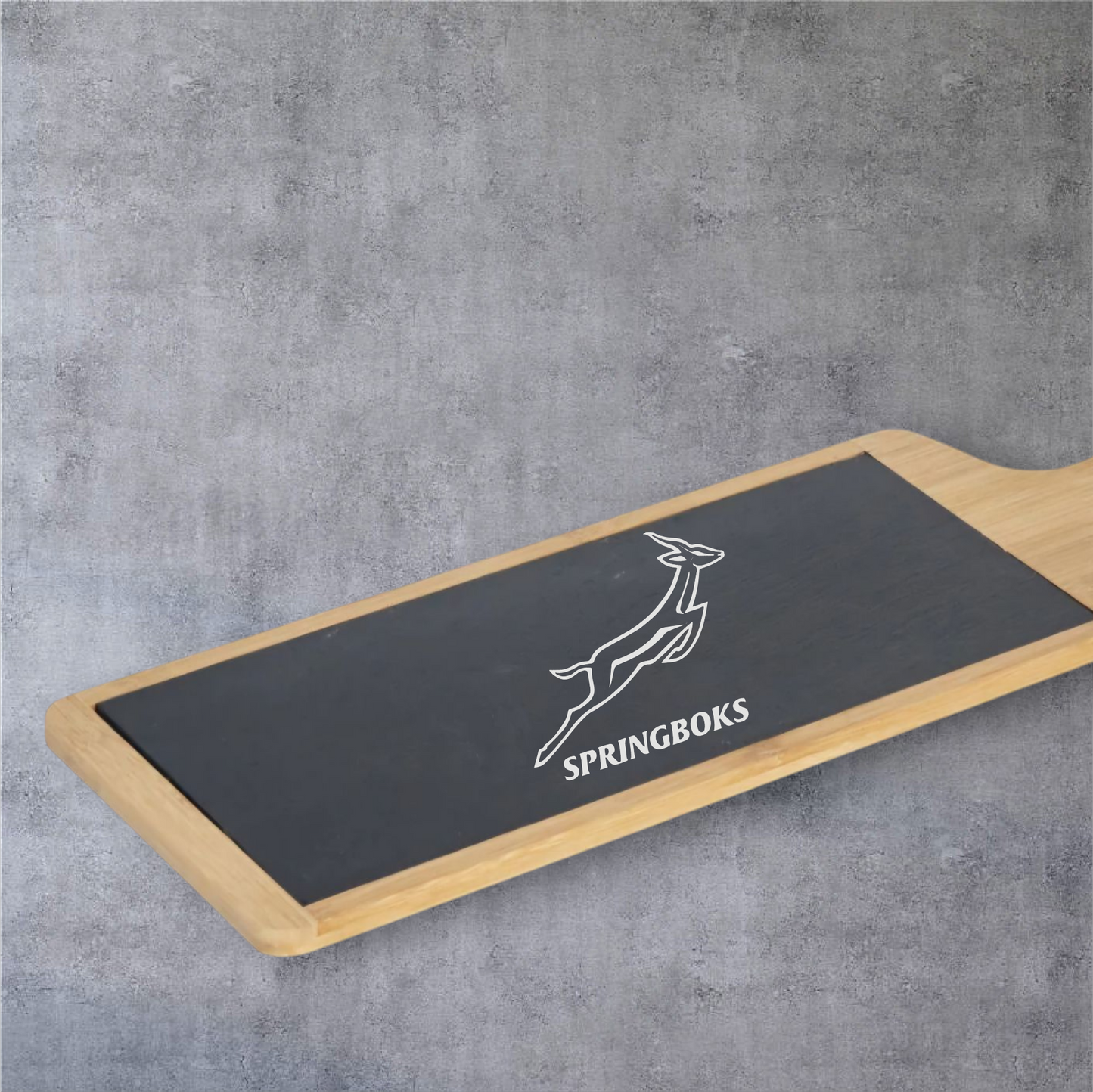 Large Springbok slate and wood serving tray