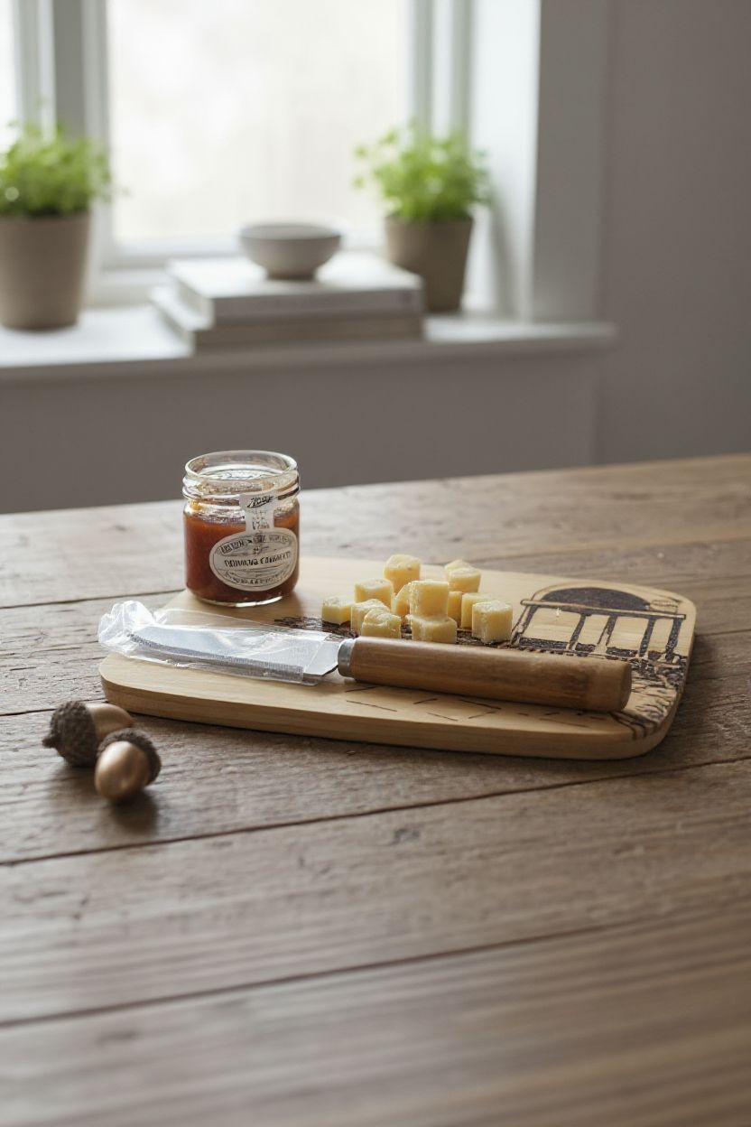 Personalised small cheese board and knife set
