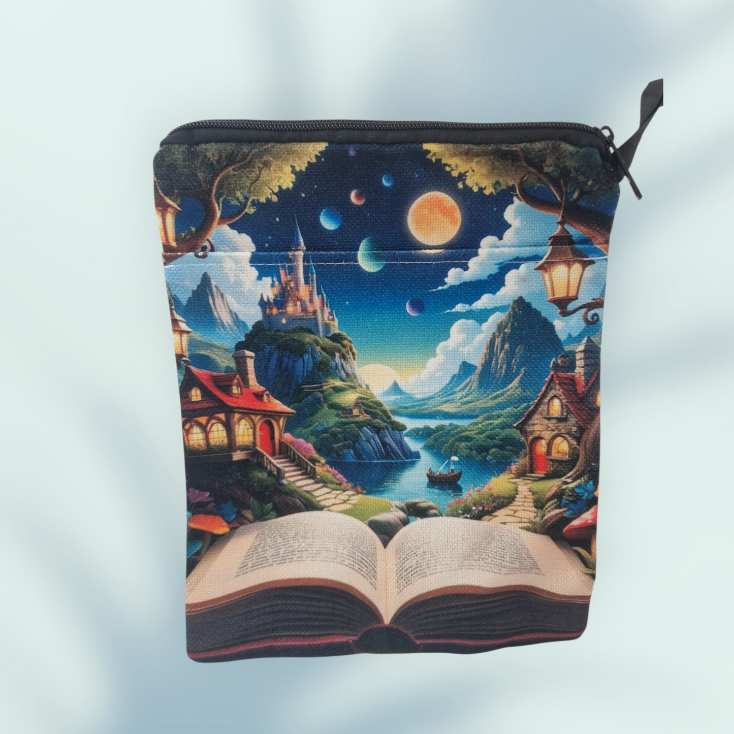 Personalised Fabric book bag with wrist strap