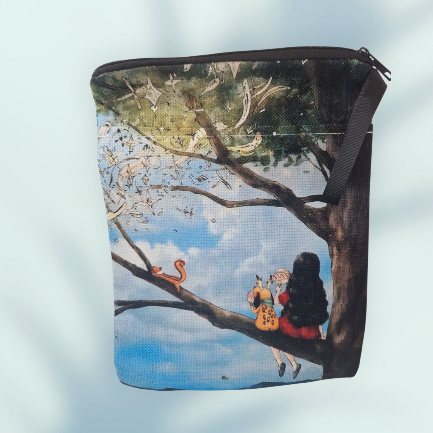 Personalised Fabric book bag with wrist strap