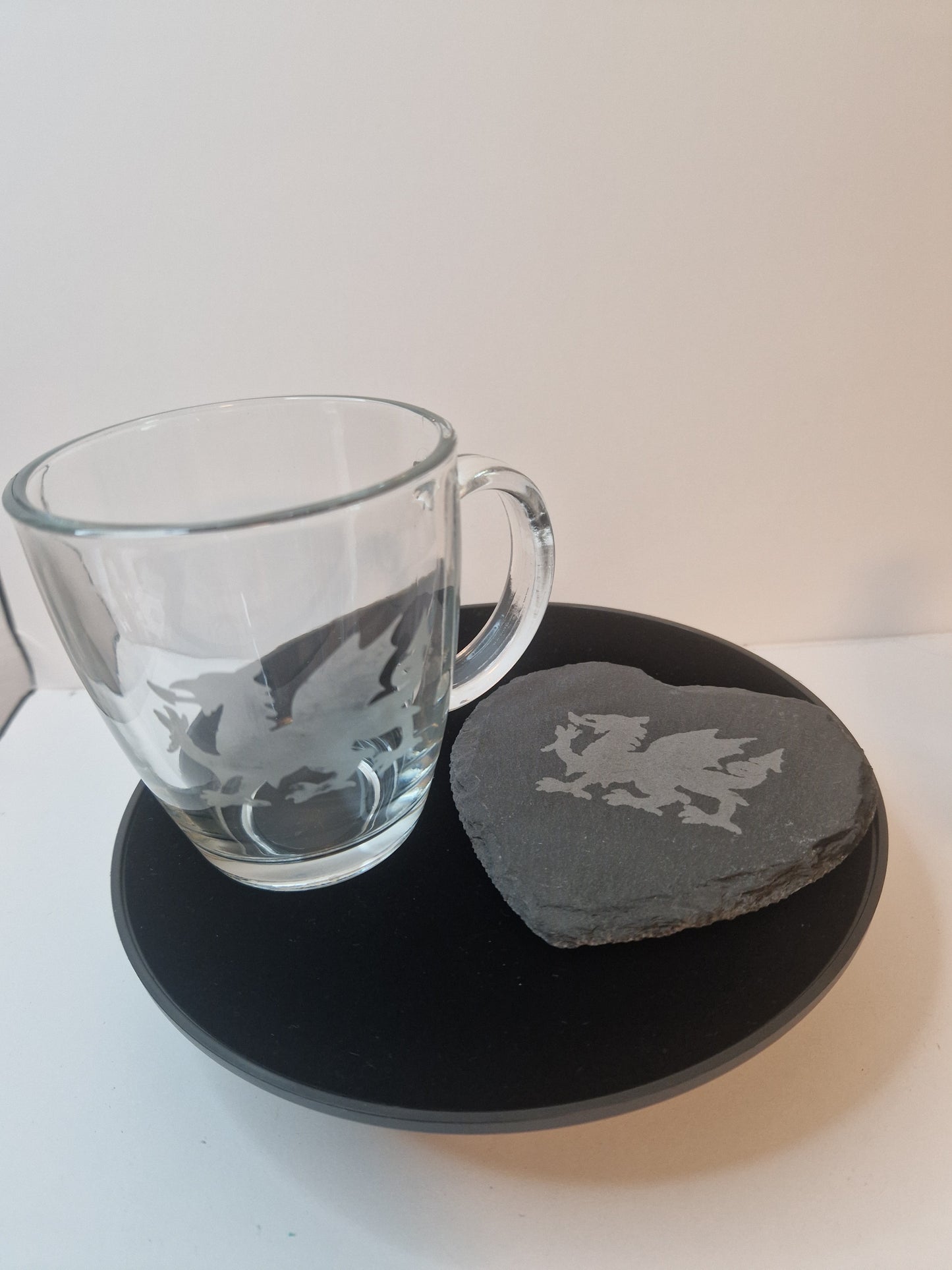Welsh glass coffee mug and slate coaster gift box