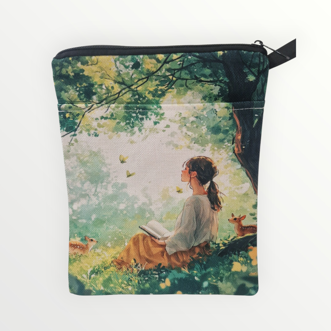 Personalised Fabric book bag with wrist strap