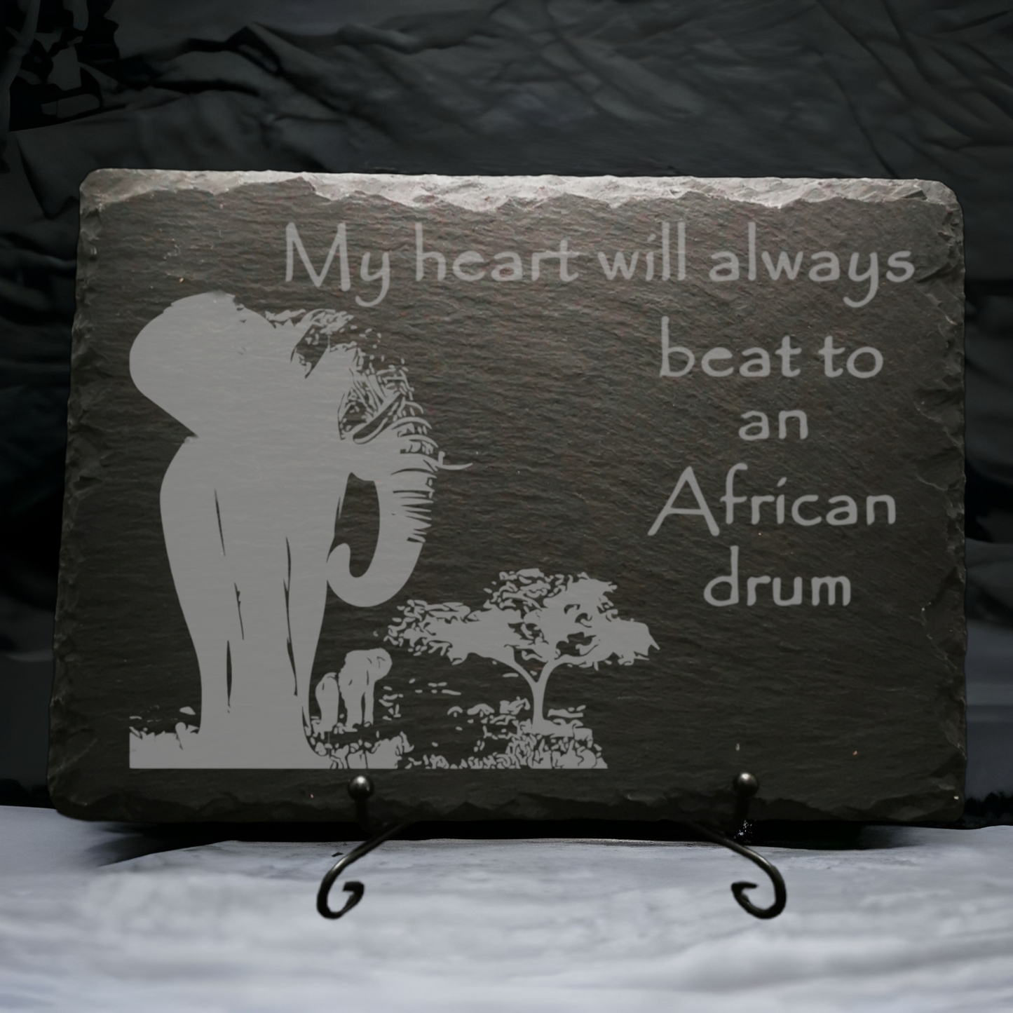 Slate placemat with African design