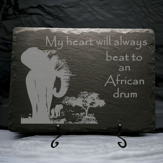 Slate placemat with African design