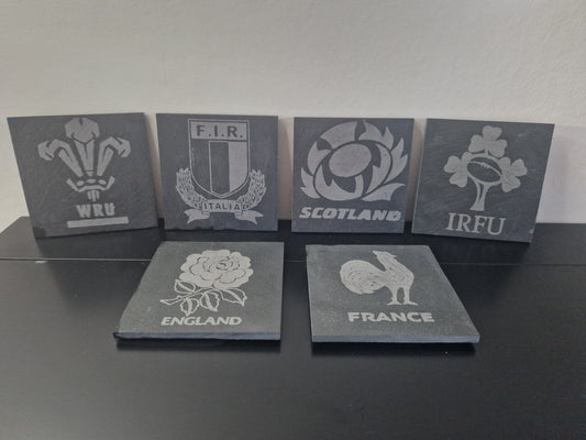 6 Nations slate Coasters