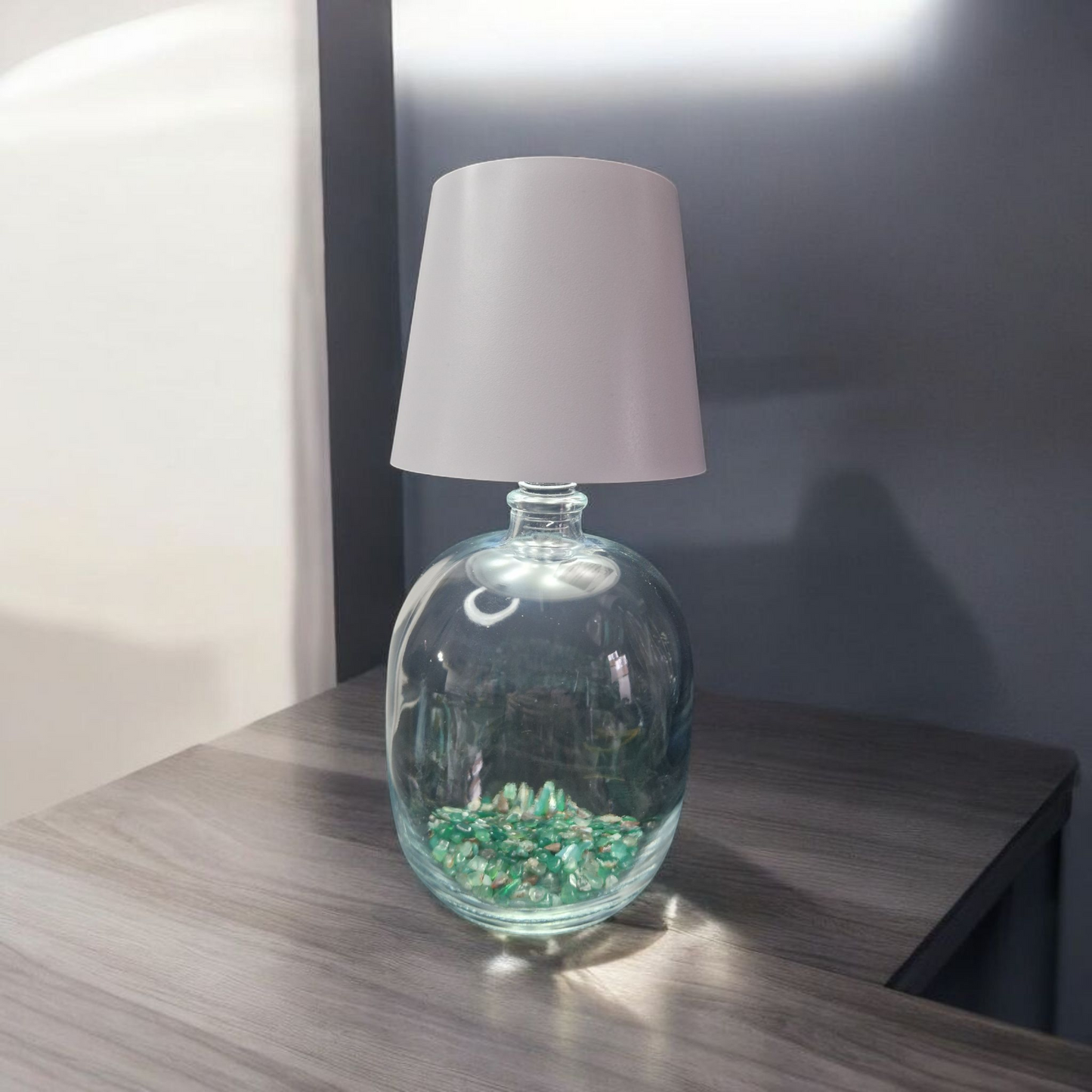 Glass bottle lamp with rechargeable lamp shade
