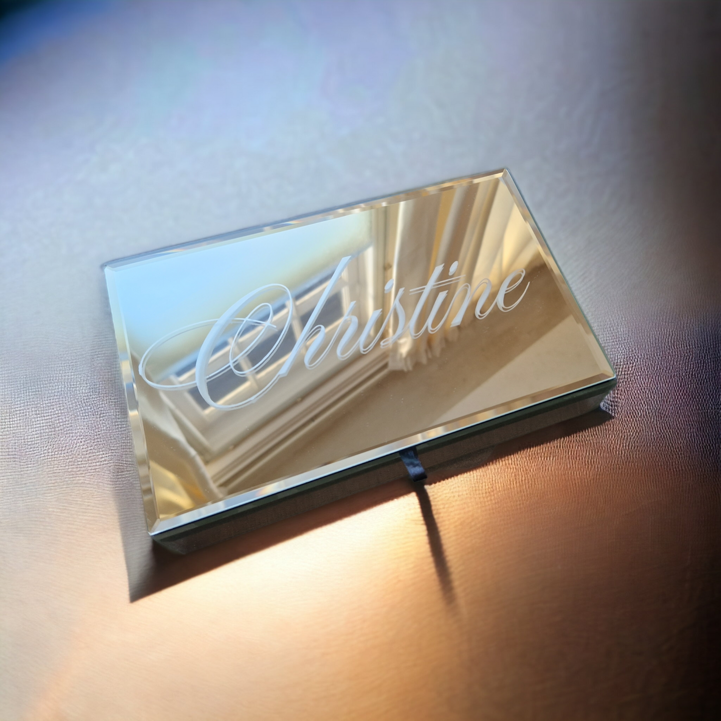 Etched Mirror box with velvet lining