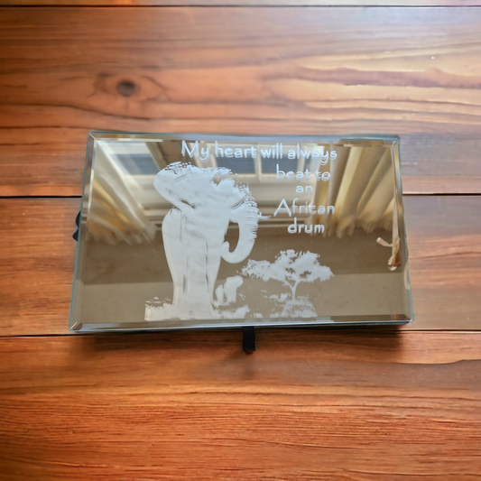 Etched Mirror box with velvet lining
