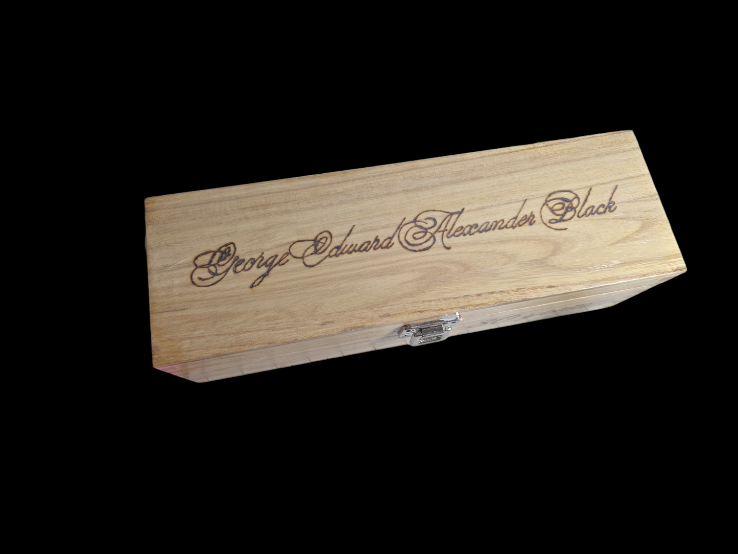 Handburned wooden wine bottle box