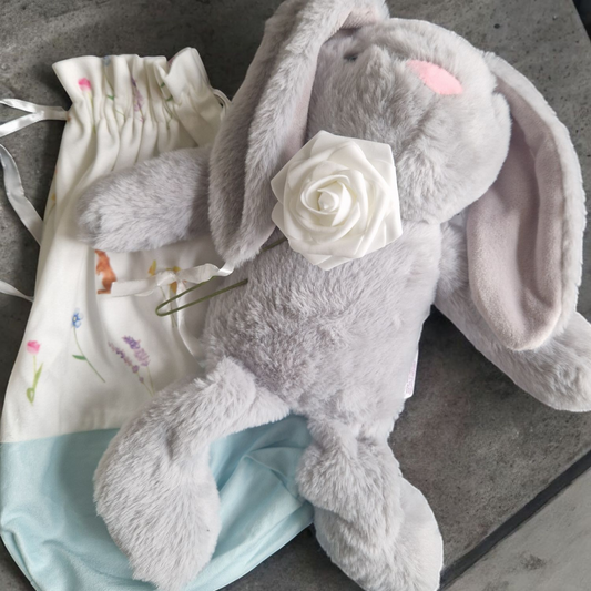 Personalised Grey Bunny in a Bag