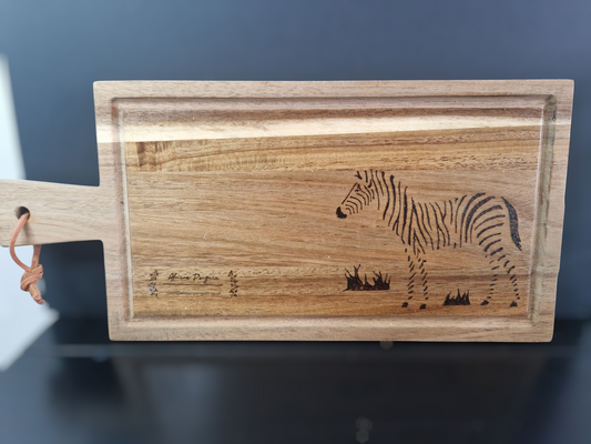 Handburned  Zebra Wooden Cheese board