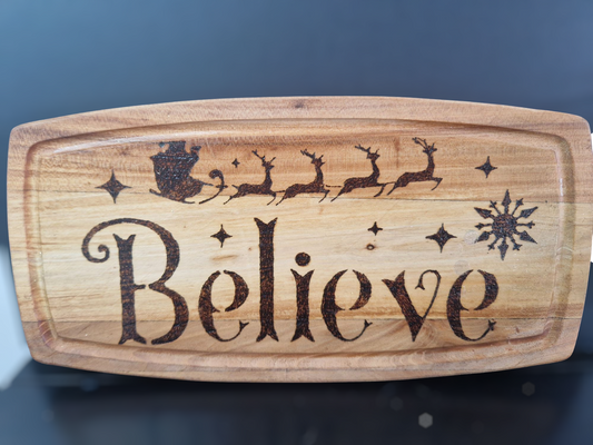 Handburned  Christmas Wooden Cheese board