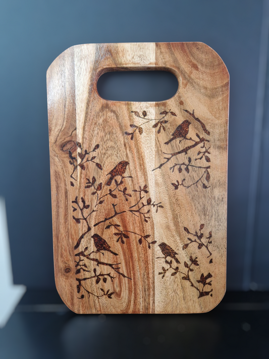 Handburned Birdy Wooden Cheese board
