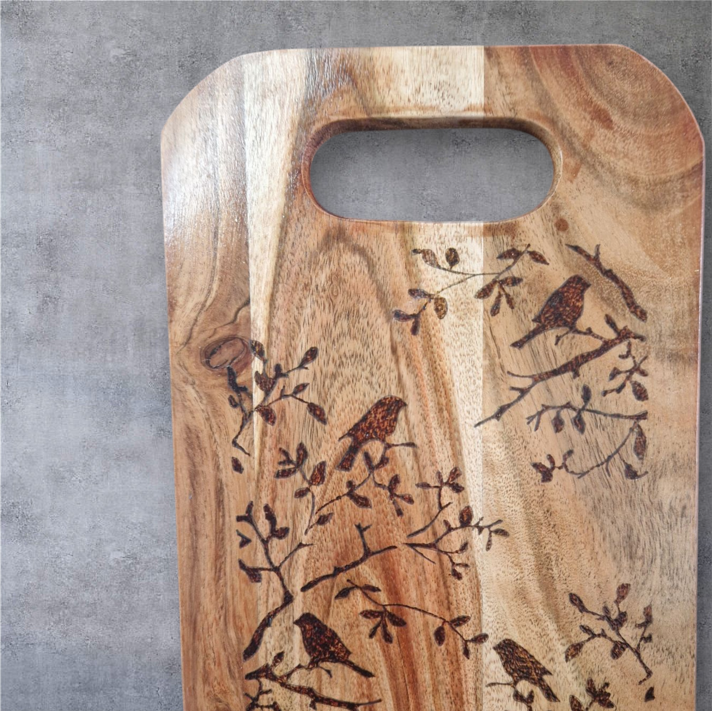 Handburned Birdy Wooden Cheese board