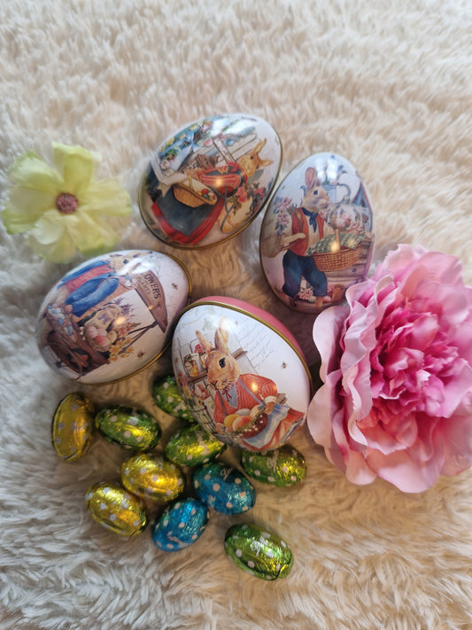 Vintage easter tins filled with mini eggs- set of 4