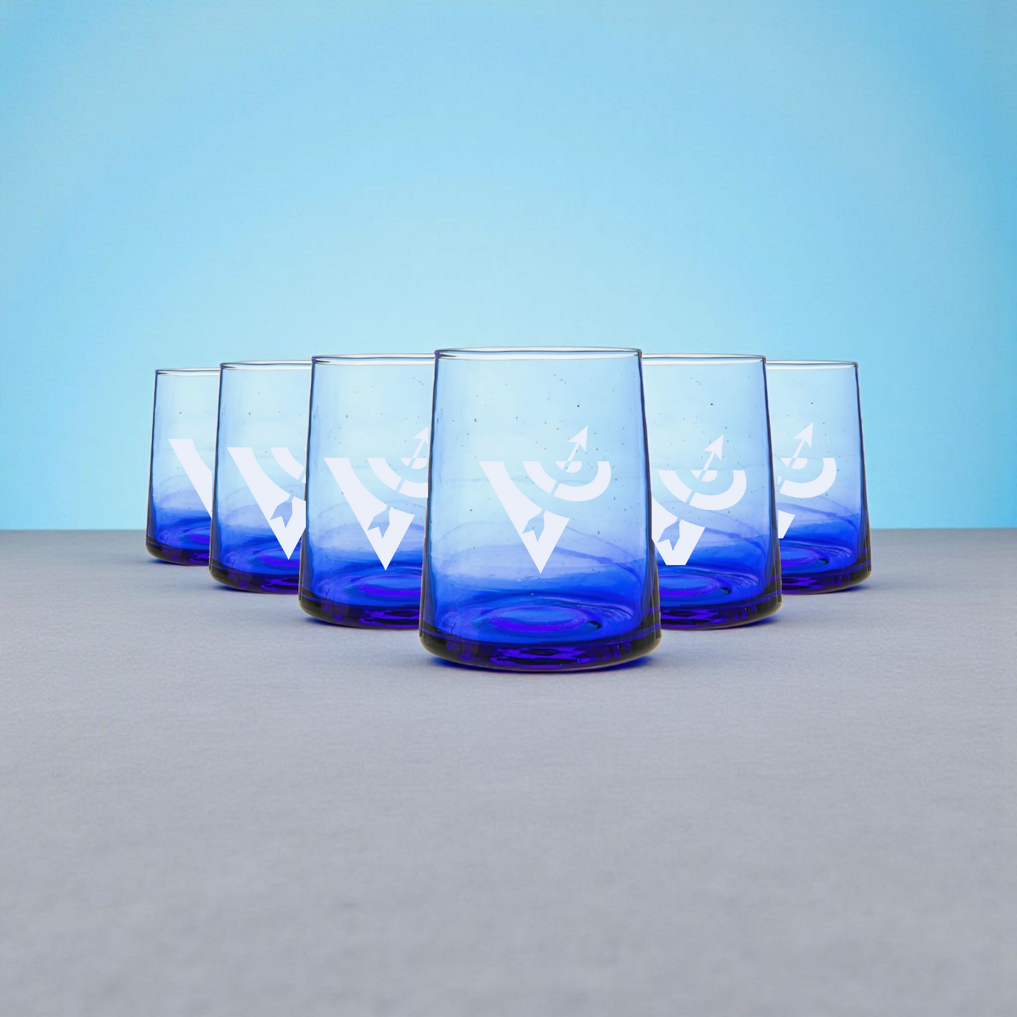Recycled blue glass tumblers- set of 2