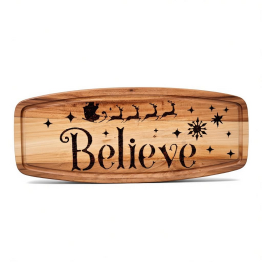 Handburned  Christmas Wooden Cheese board