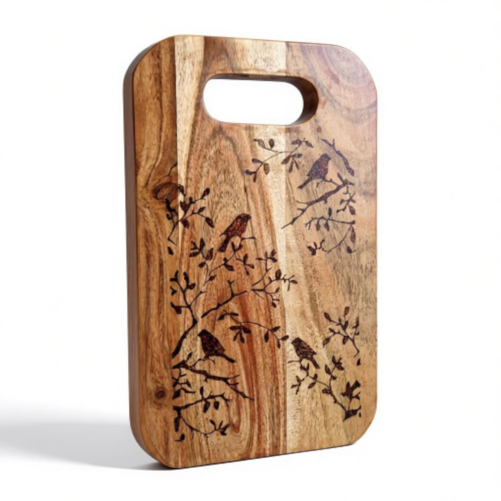 Handburned Birdy Wooden Cheese board