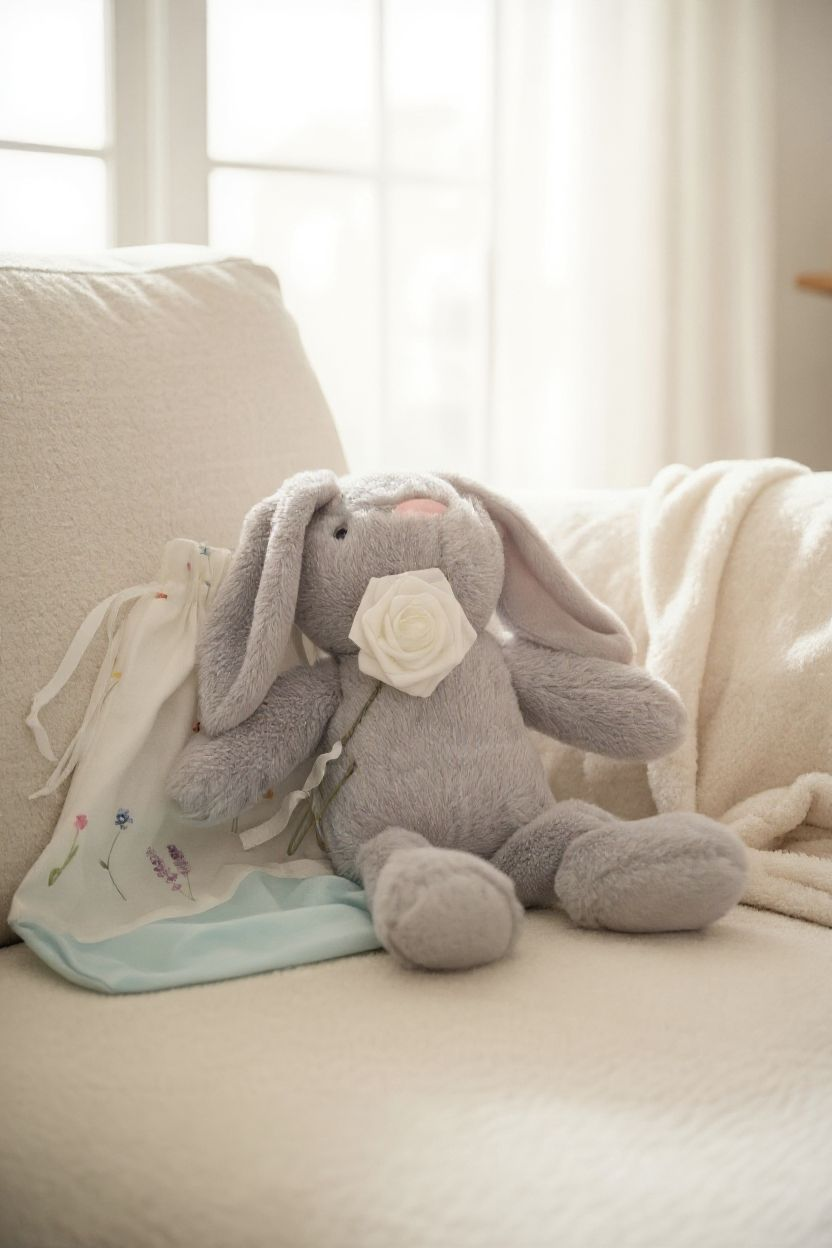 Personalised Grey Bunny in a Bag