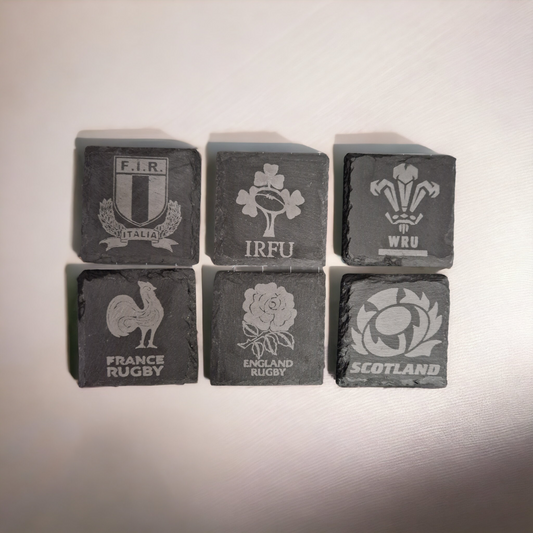 6 Nations slate Coasters
