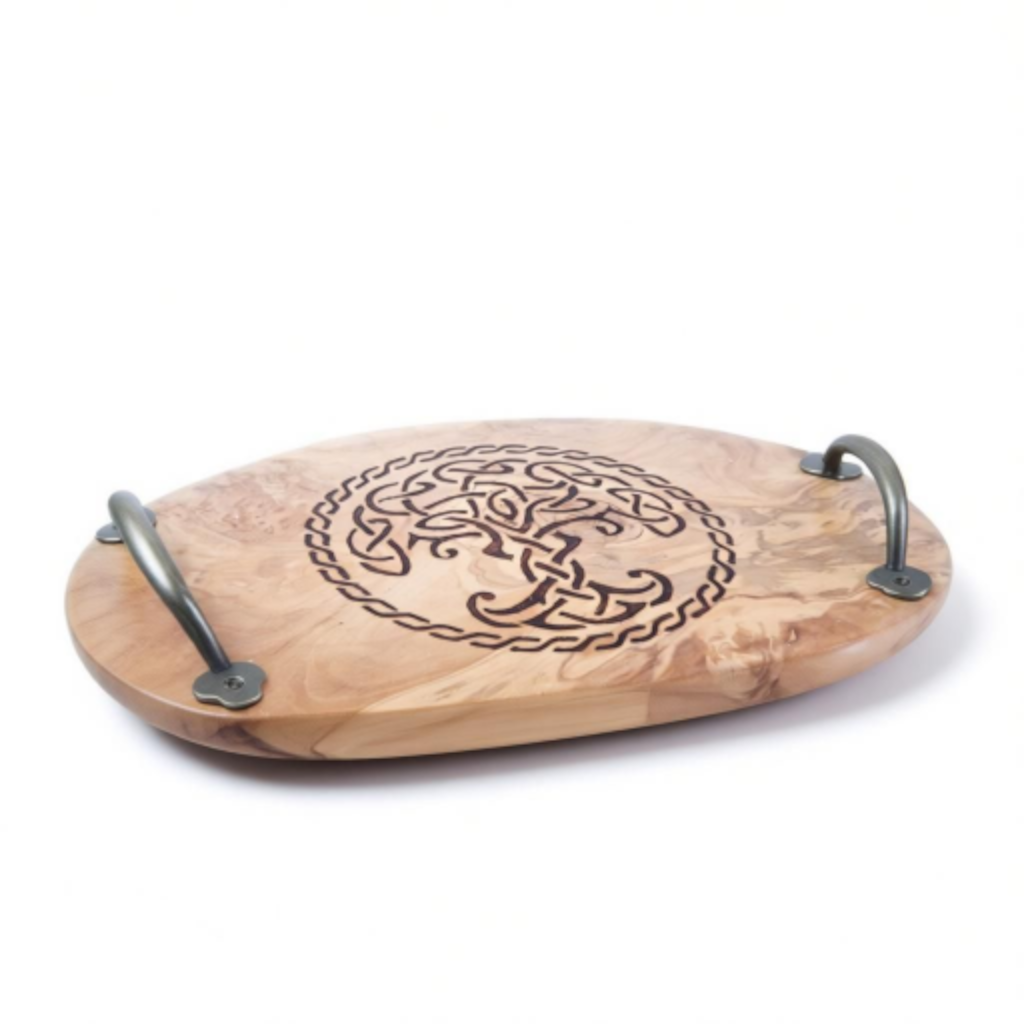 Handburned Celtic Olive wood tray