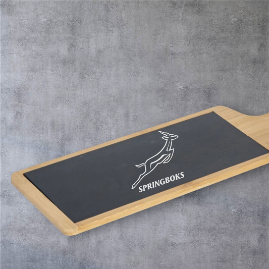 Large Springbok slate and wood serving tray