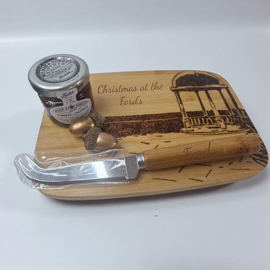 Personalised small cheese board and knife set