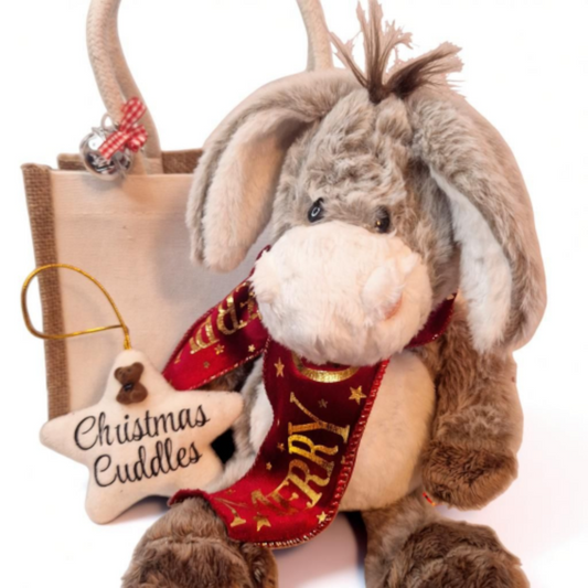 Christmas donkey in a bag