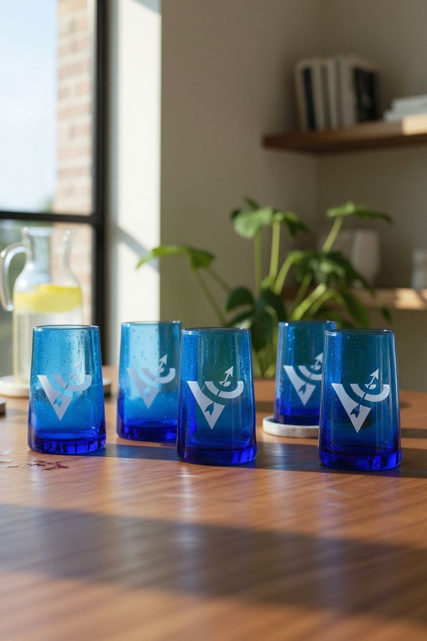 Recycled blue glass highball- set of 2