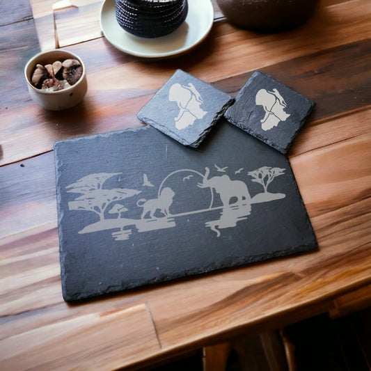Slate placemat and coaster set