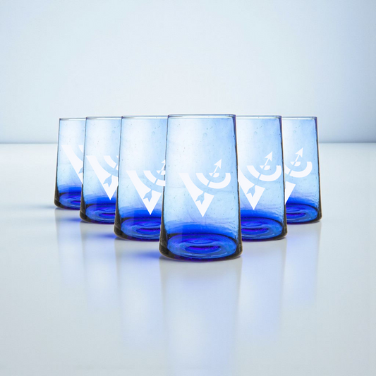 Recycled blue glass highball- set of 2