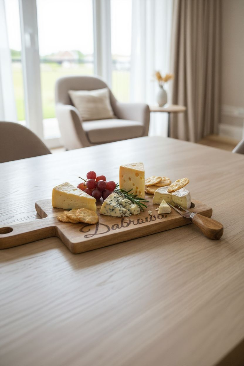 Personalised Acacia wood cheese board set